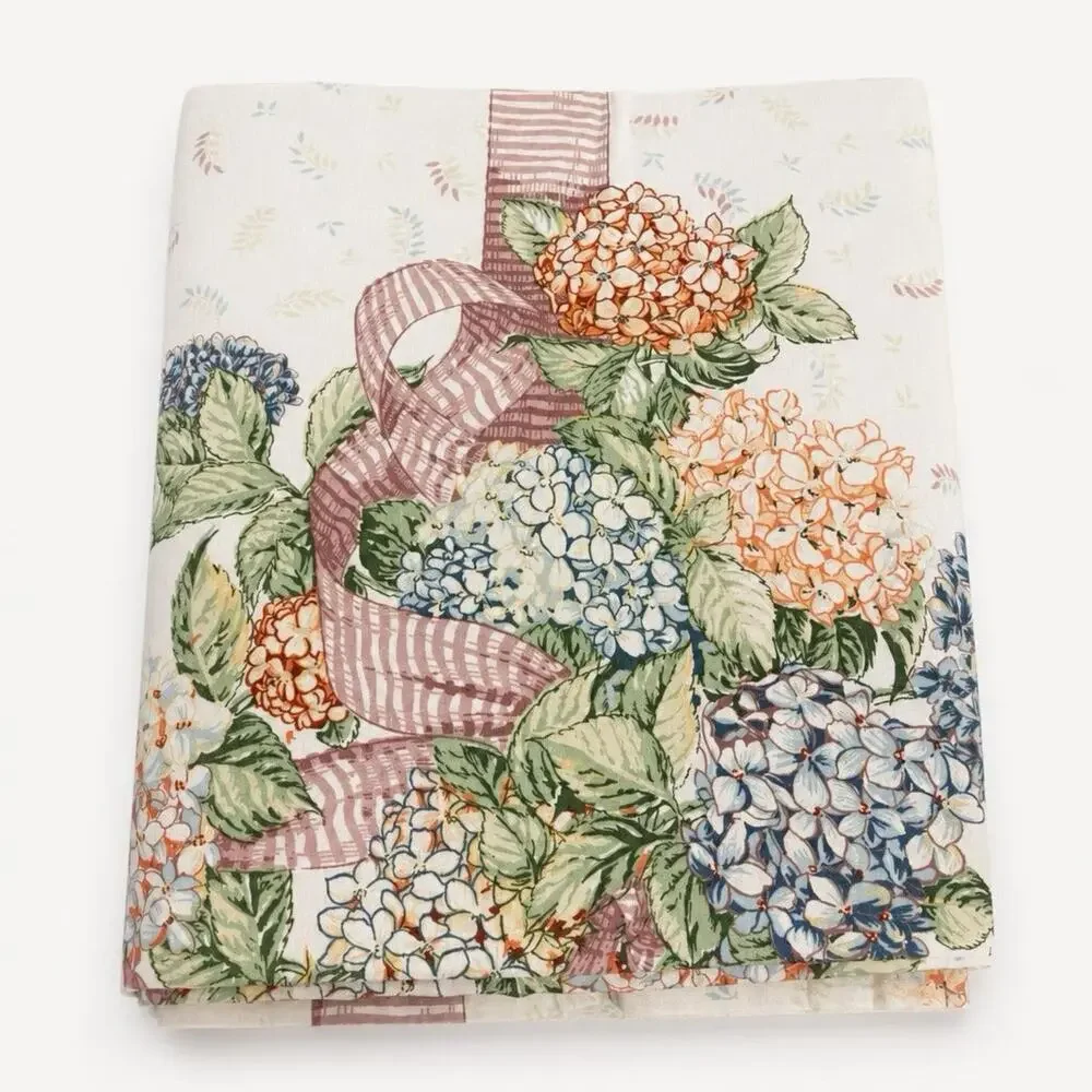 VTG Cotton Blend Twin Size Flat Sheet Blossom Floral Cottagecore Home Collection
